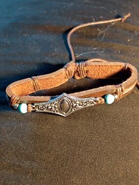 Bohemian Brown Suede Bracelet with Turquoise Beads